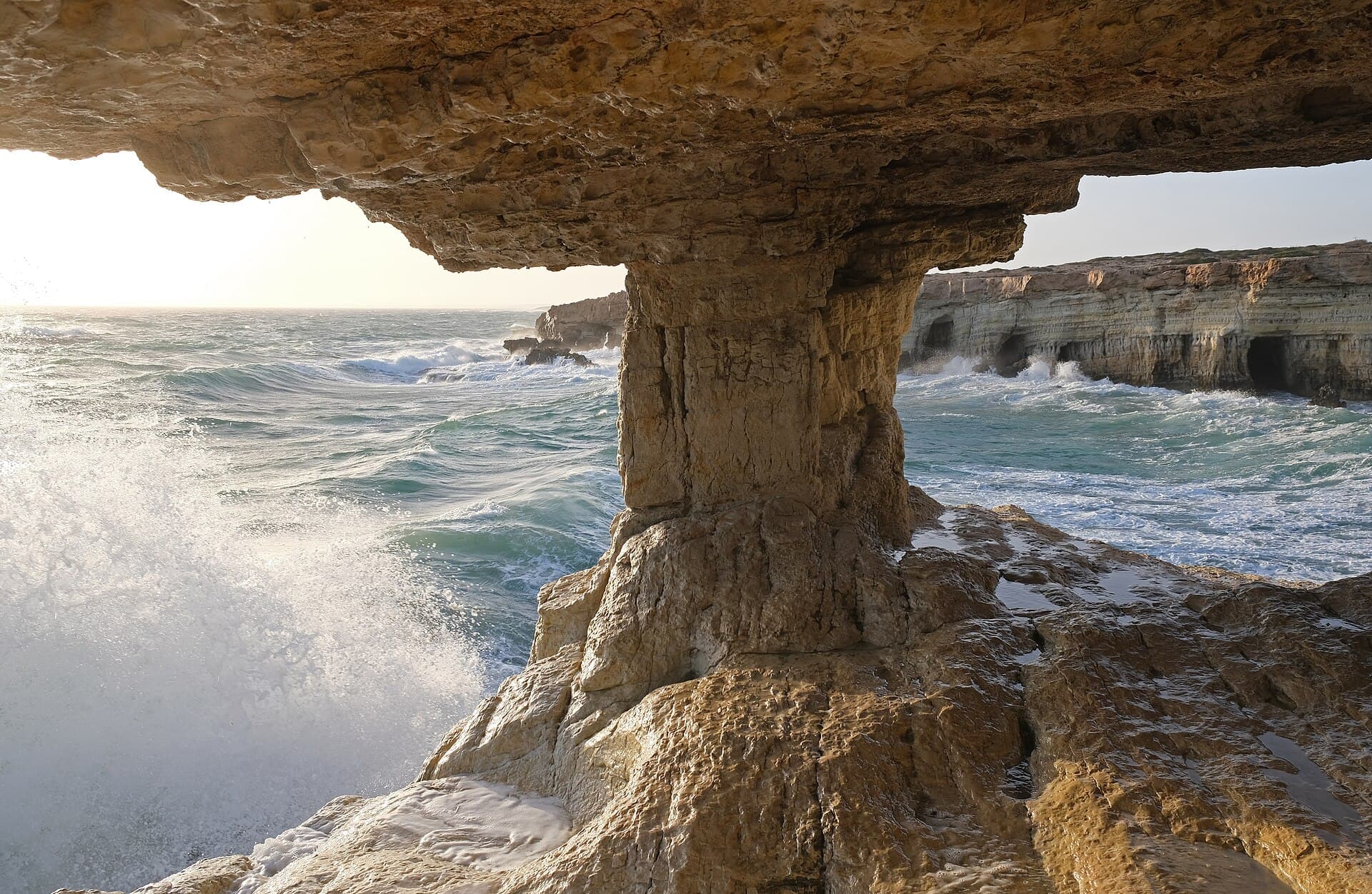 Sea caves at Cape Greco, Cyprus