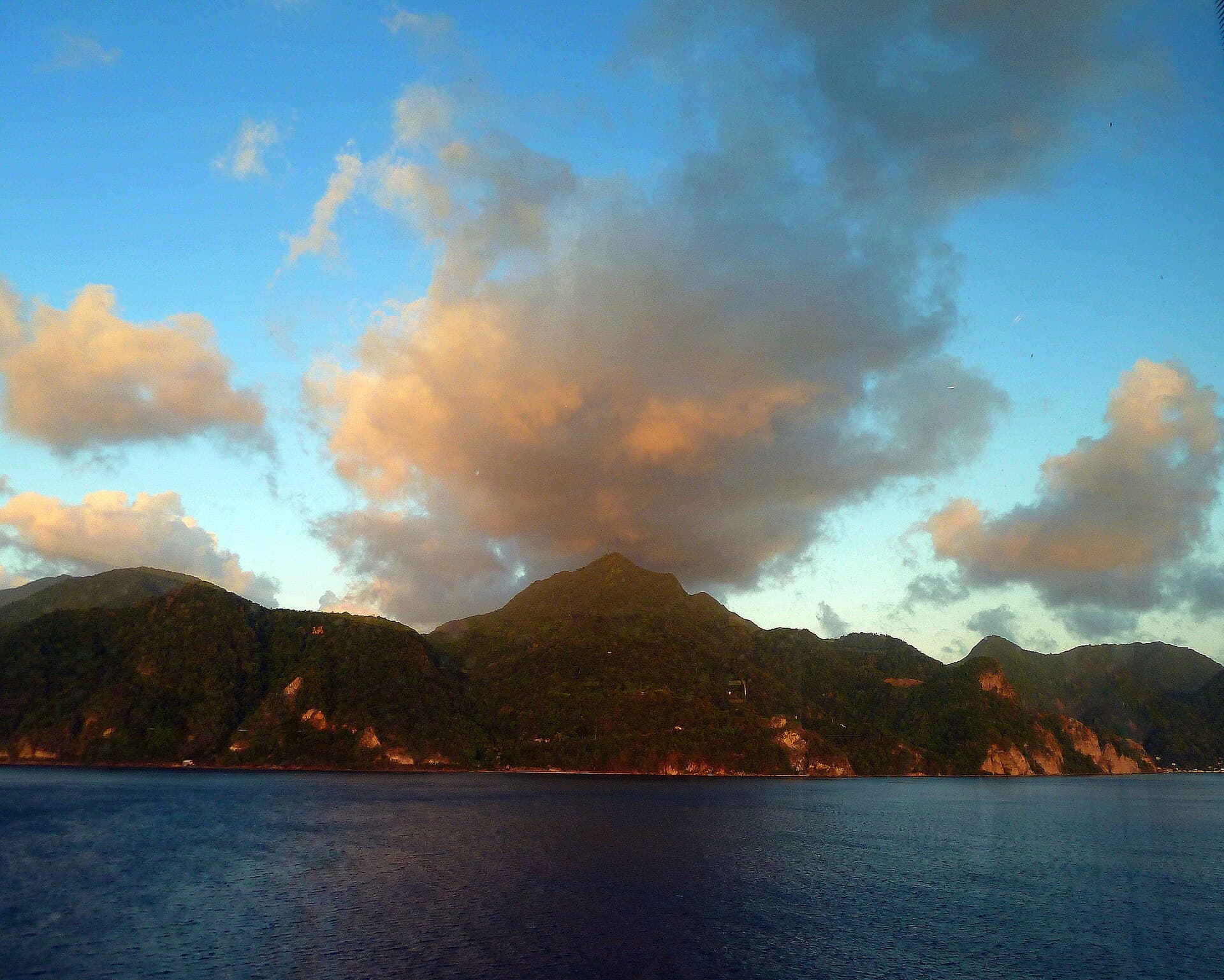 Dominica's Soufrière coastline at dusk